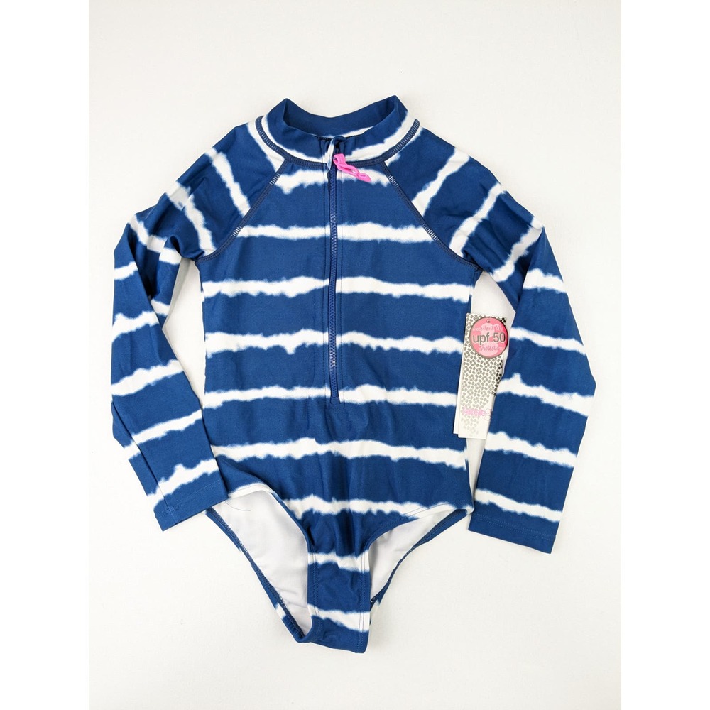 Kensie Girl Blue/White 1pc Rashguard Swimsuit